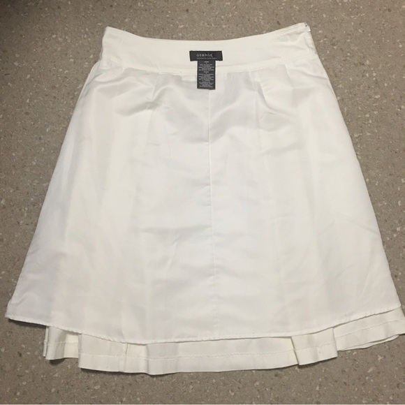 White Y2K Pleated lined Skirt George ME Mark Eisen Cotton blend 6 Side Zip EUC - Picture 5 of 13